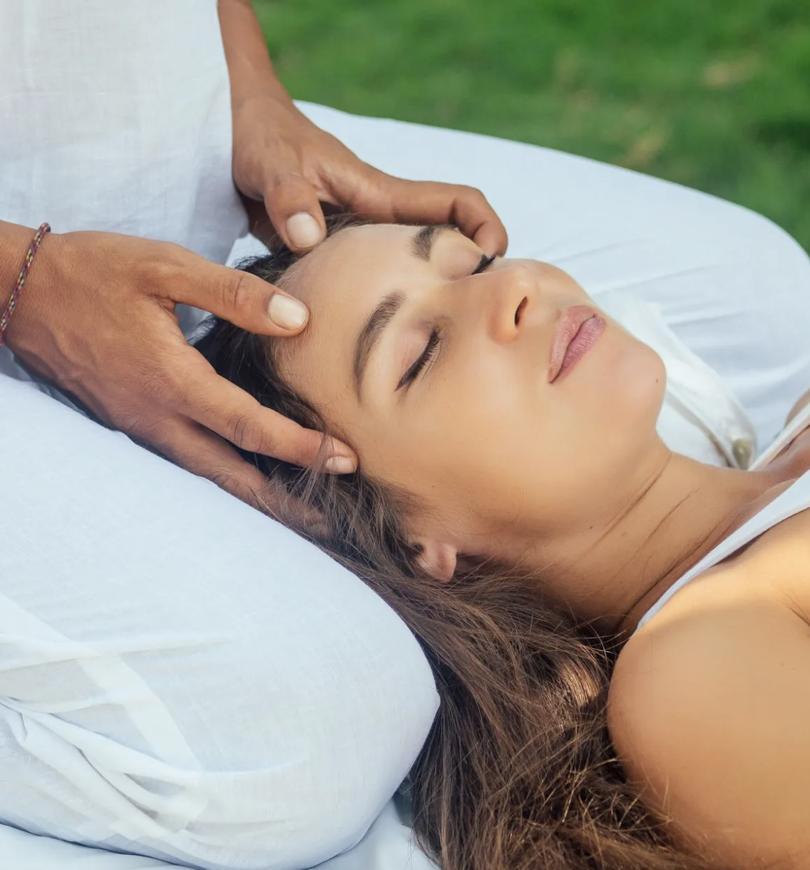 A relaxing head massage during a spa treatment